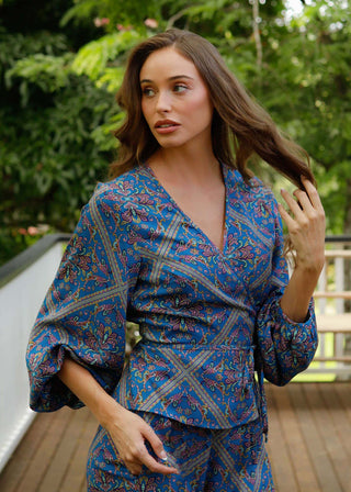 Ava Wrap Blouse Moonlight