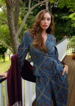 Ava Wrap Blouse Moonlight