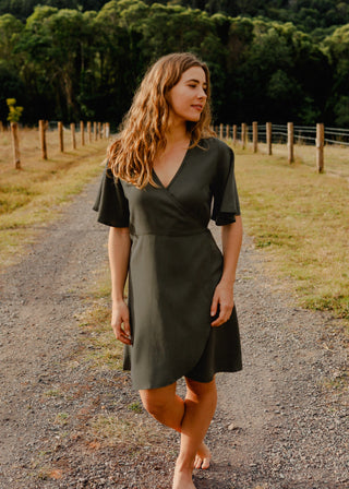 Wilder Wrap Dress Moss