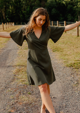 Wilder Wrap Dress Moss