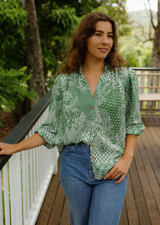 Dahlia Blouse Verdant Mosaic