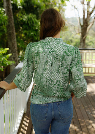 Dahlia Blouse Verdant Mosaic