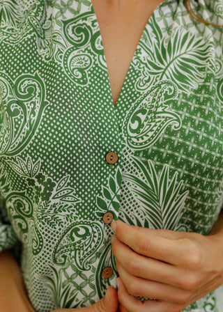 Dahlia Blouse Verdant Mosaic