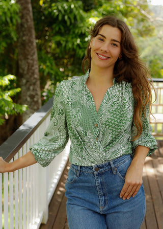 Dahlia Blouse Verdant Mosaic