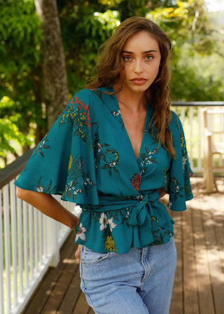 Kelli Blouse Floral Lake