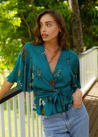 The Kelli Blouse Floral Lake