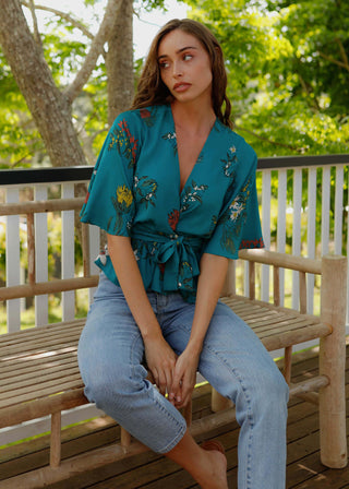 Kelli Blouse Floral Lake