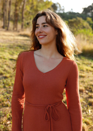 Lily Knit Dress Rust