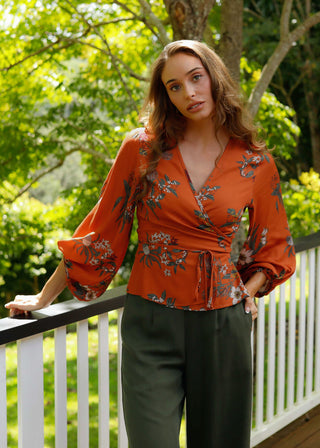 Ava Wrap Blouse Native Floral