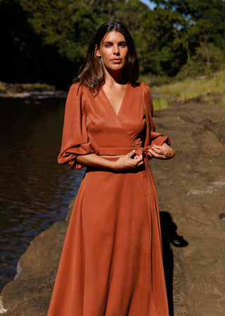 Lila Wrap Blouse Rust