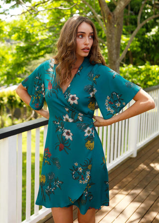 Wilder Wrap Dress Floral Lake